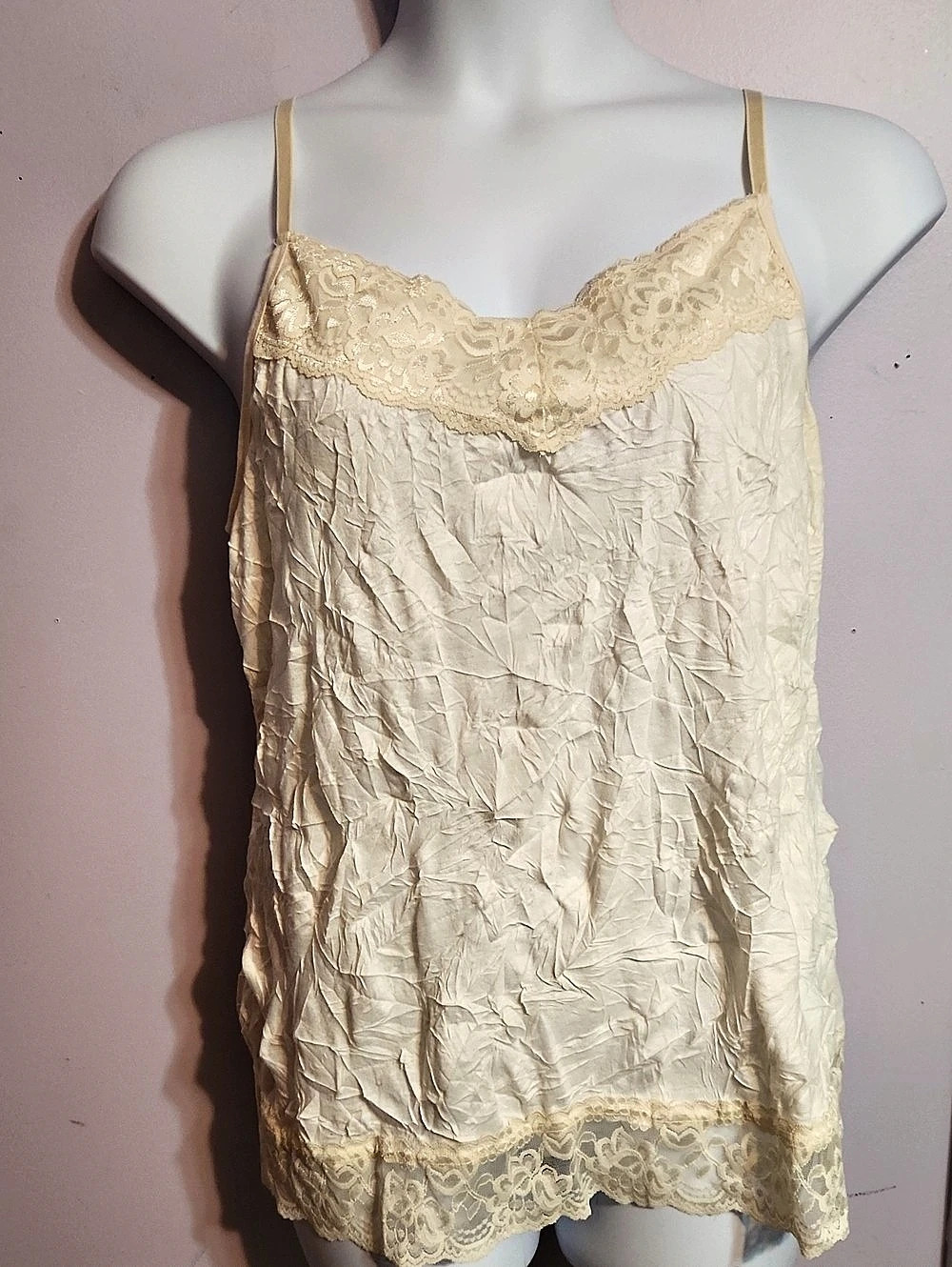 dressbarn Lace Trim Camisole Cream Size 2X